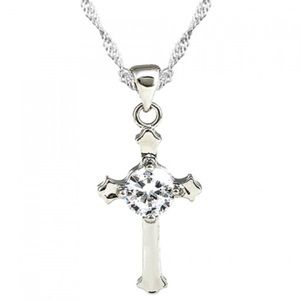 Cross Necklace with CZ Stone